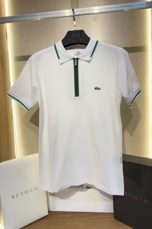 Lacoste Yarım Fermuarlı Beyaz Polo Yaka