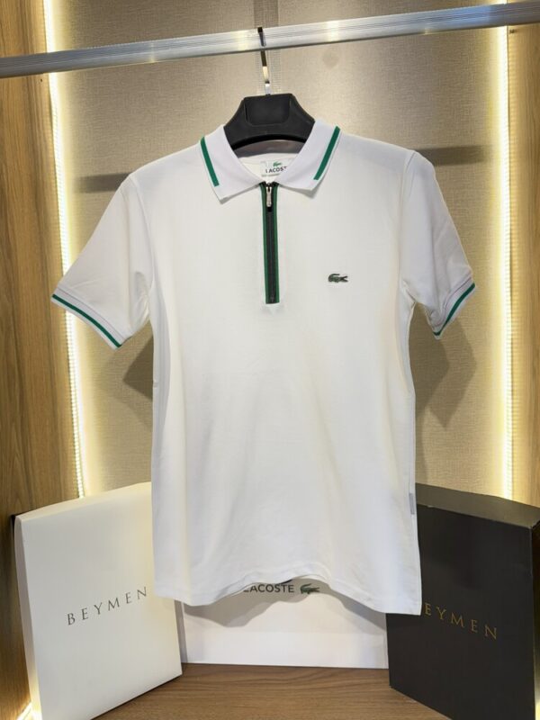 Lacoste Yarım Fermuarlı Beyaz Polo Yaka